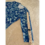 J. MCLAUGHLIN  XSMALL SIGNATURE BLOUSE 3/4 SLEEVE BLUE BOTANNICA