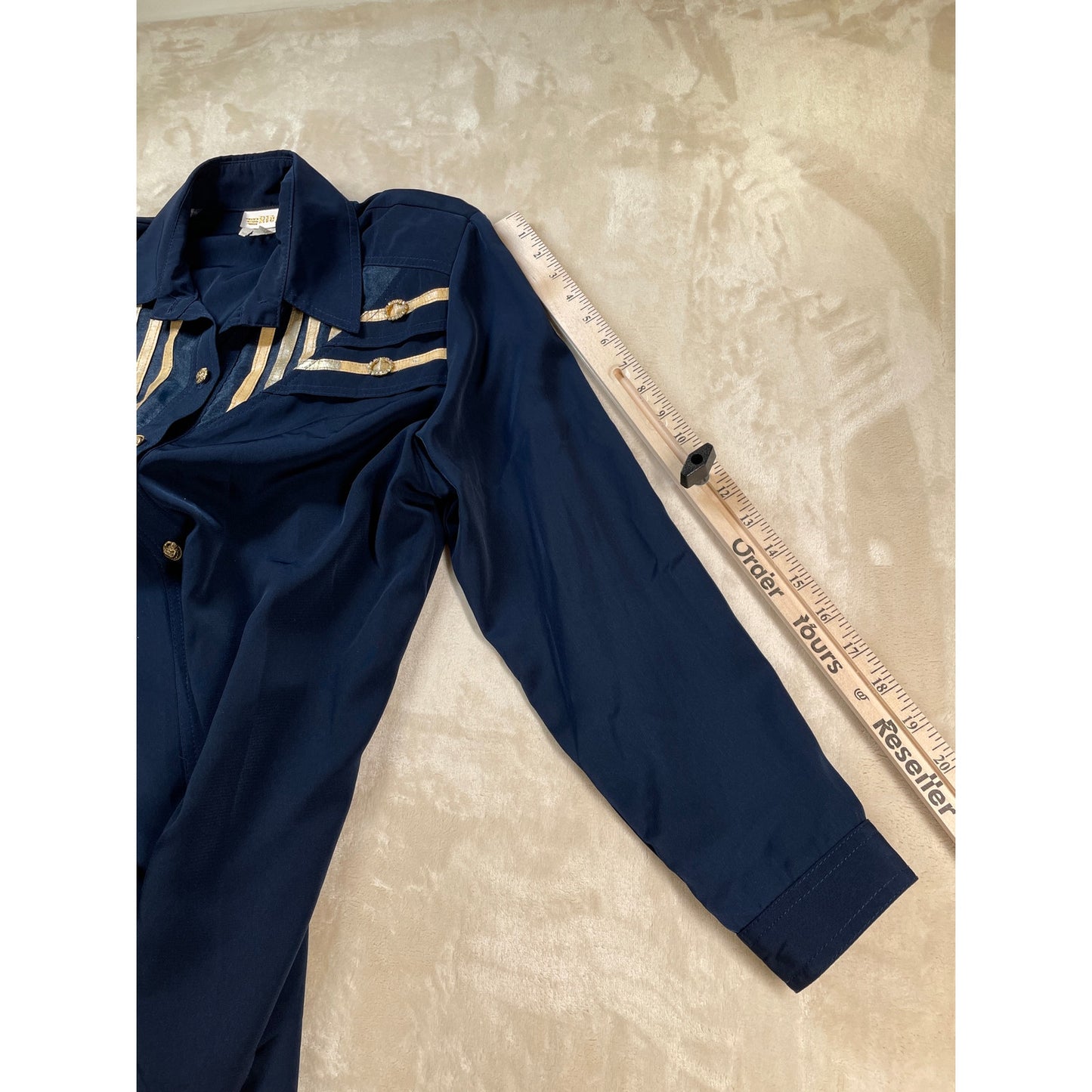 Vintage 80's Rio Woman’s Navy Captains Blouse Pant Suit Sailor Set Small