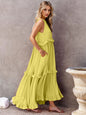 Woman's Style Collection Ruffled Sleeveless Tiered Maxi Dress with Pockets