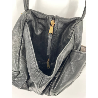 Victoria Leather Co "The Original" Made in the USA Black Genuine Leather Bucket Bag Purse