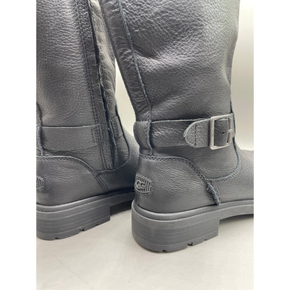 UGG NWOB Black Pebble Leather Harrison Tall Zipper Riding Boots 9