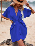 Woman's Style Collection Plunge Short Sleeve Mini Dress