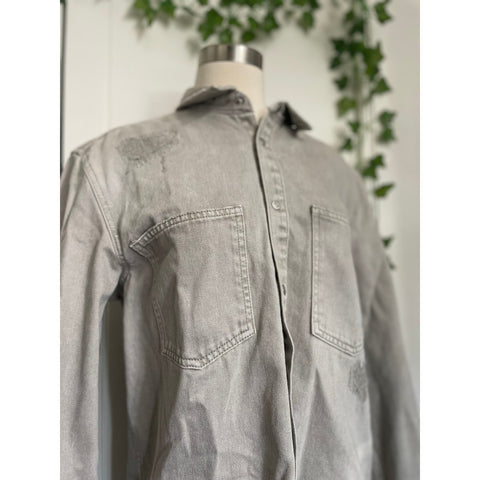 Mens Zara Denim Gray Button Up Shirt Jacket Size M