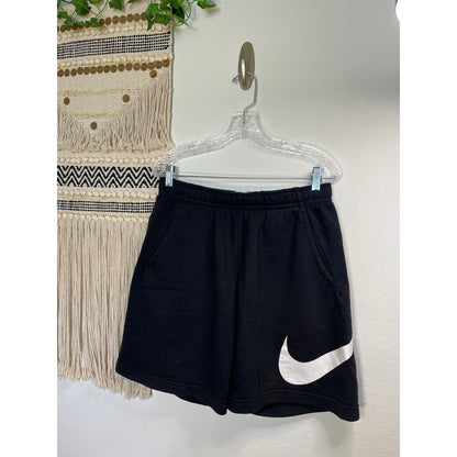 Nike Black Mens Fleece Sweat Pant Short Large White Swish S