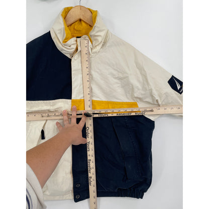 Vtg Nautica  NS-83 Yellow and Blue Reversible Hooded Cotton Jacket Medium
