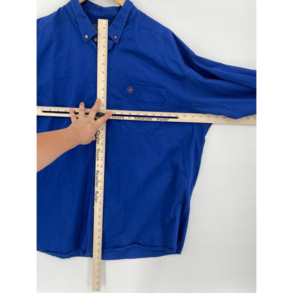 Ariat Western Royal Blue Button Down Long Sleeve Mens %100 Cotton XXL Shirt