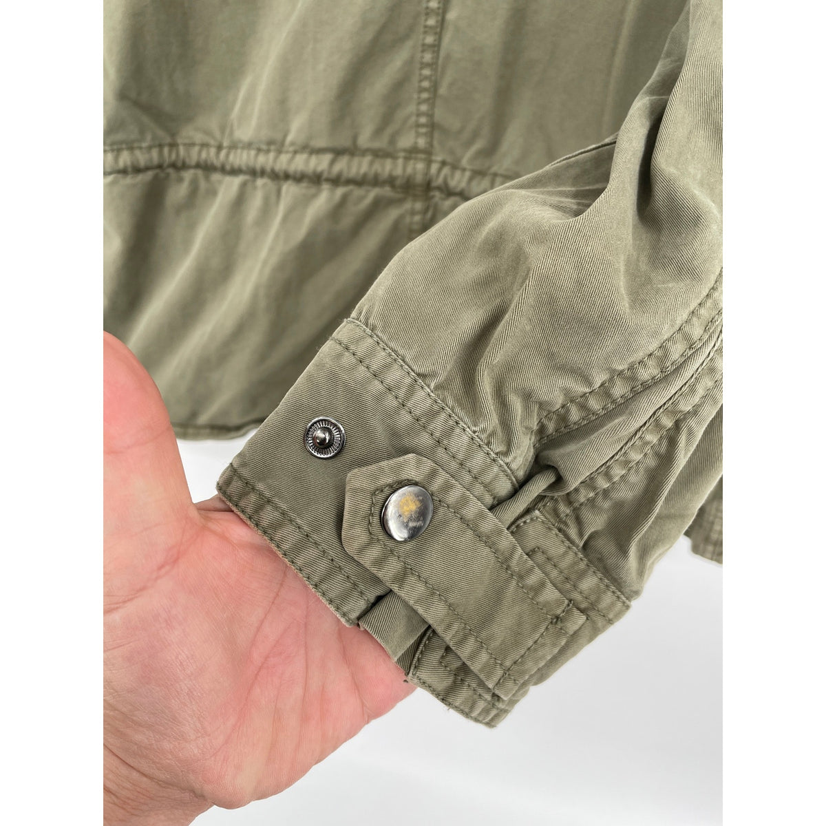Style & CO Olive Green Cotton Utility Cargo Jacket Zipper Button  PXL