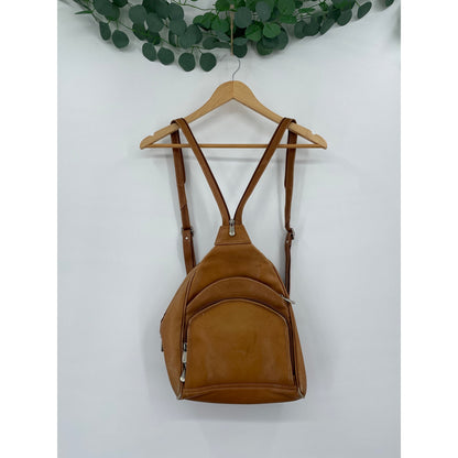 Piel Genuine Leather 2 Pocket Sling Back Pack Honey Color
