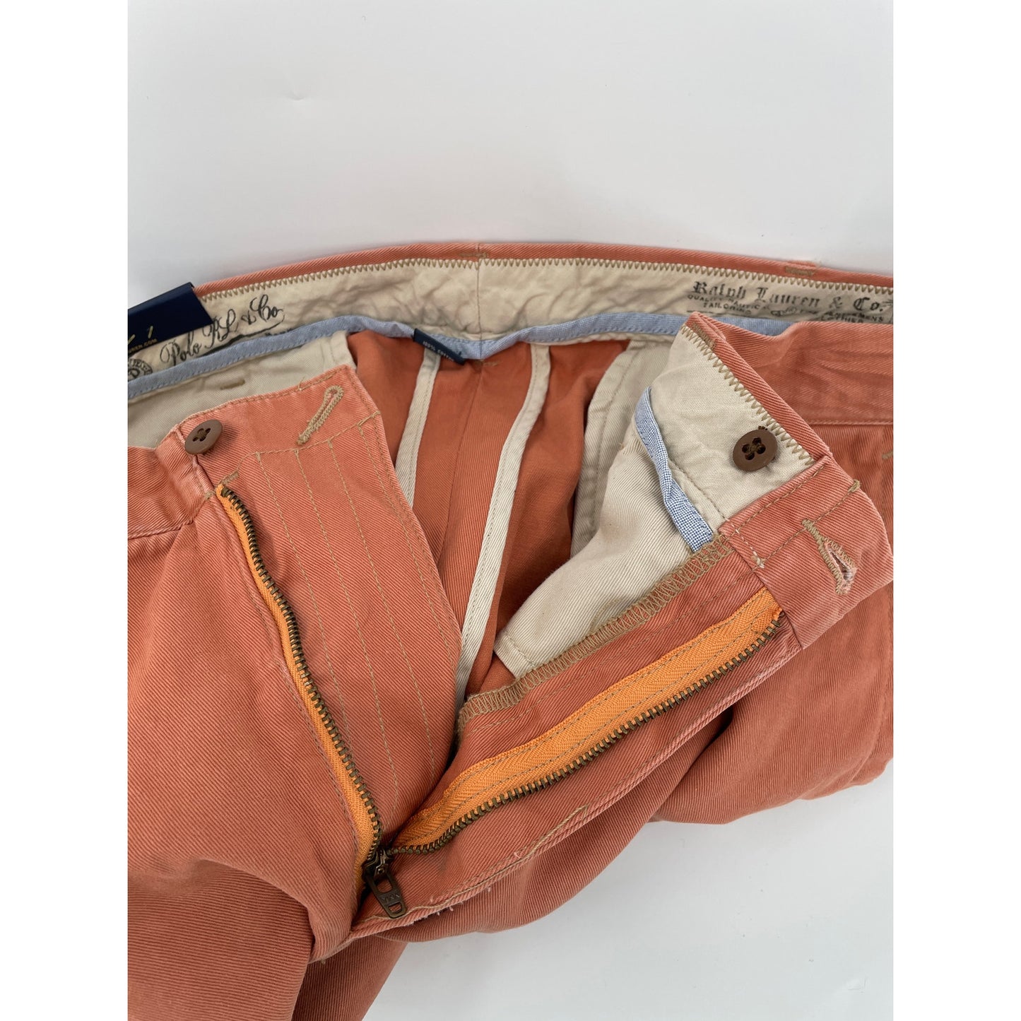 NWT Polo Ralph Lauren Burnt Orange Mens Bermuda Chino Flag Cotton Shorts 38