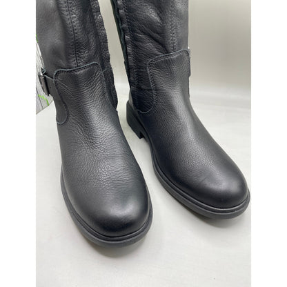 UGG NWOB Black Pebble Leather Harrison Tall Zipper Riding Boots 9