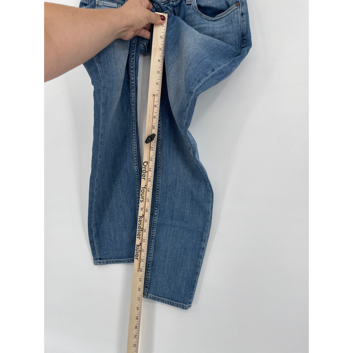 Paige Medium Wash Carter Slim Mid Rise Straight Leg Denim Jeans Size 28