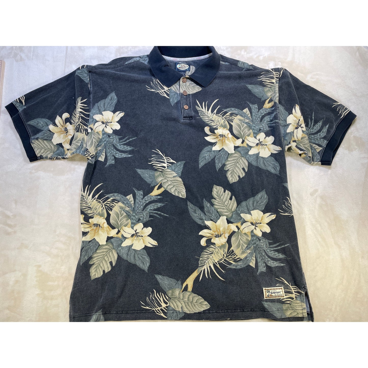 Vintage Men’s Tommy Bahama 100% Cotton Men’s Floral Polo Large