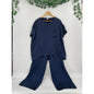 Lunya %100 Silk Pajama Navy Blue 2 Piece Set Top and Bottom XS