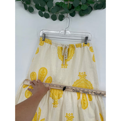 Cupcakes and Cashmere Yellow  Pineapple Linen Blend Top & Skirt Set Small