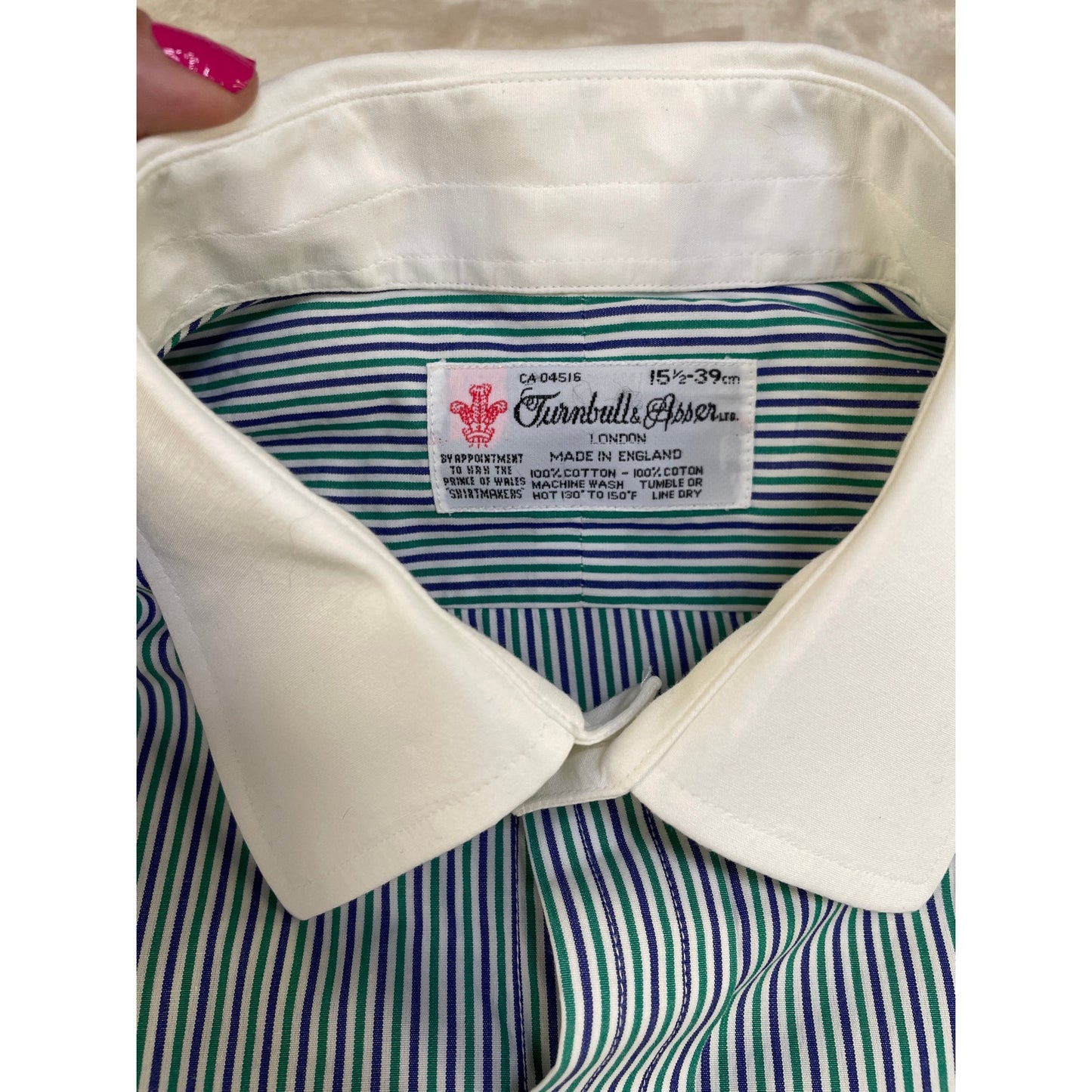 Vintage Turnbull & Asser Men’s Blue Striped %100 Cotton Dress Neiman Marcus Shirt 15.5/39