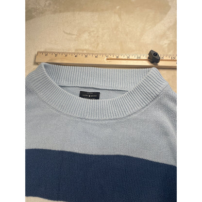 Lucky Brand Womans Light Blue Striped Knit Sweater M