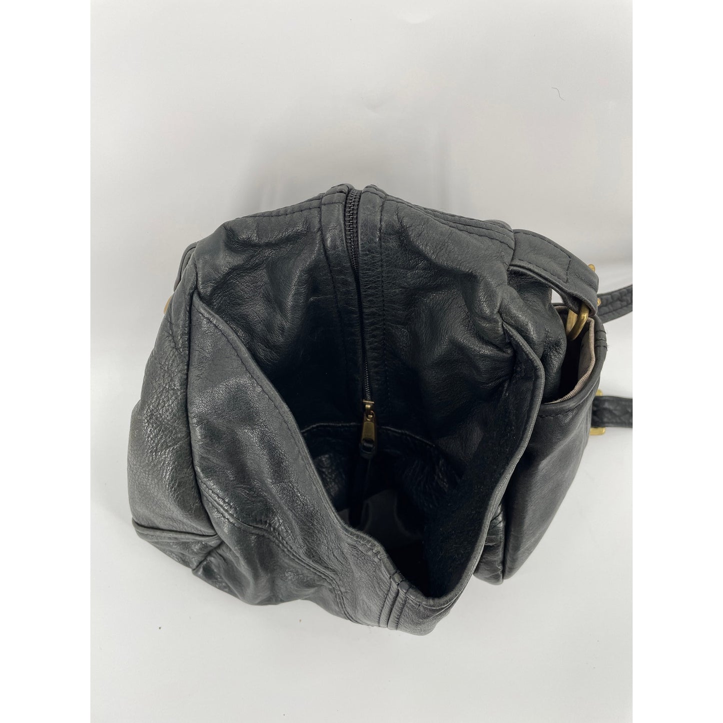 Victoria Leather Co "The Original" Made in the USA Black Genuine Leather Bucket Bag Purse