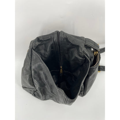 Victoria Leather Co "The Original" Made in the USA Black Genuine Leather Bucket Bag Purse