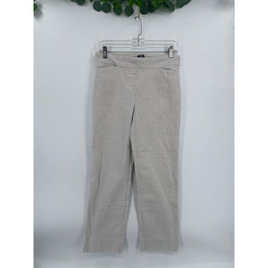 Hilary Radley Womans White Tan Stripe Ankle Pull On Pants Med