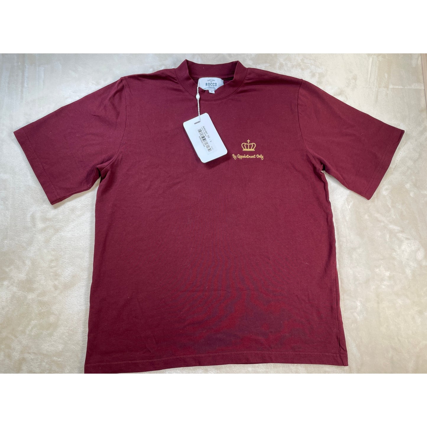 Our Lady Of Rocco “by appointment only”NWT  Cotton Solid Burgundy T-shirt S