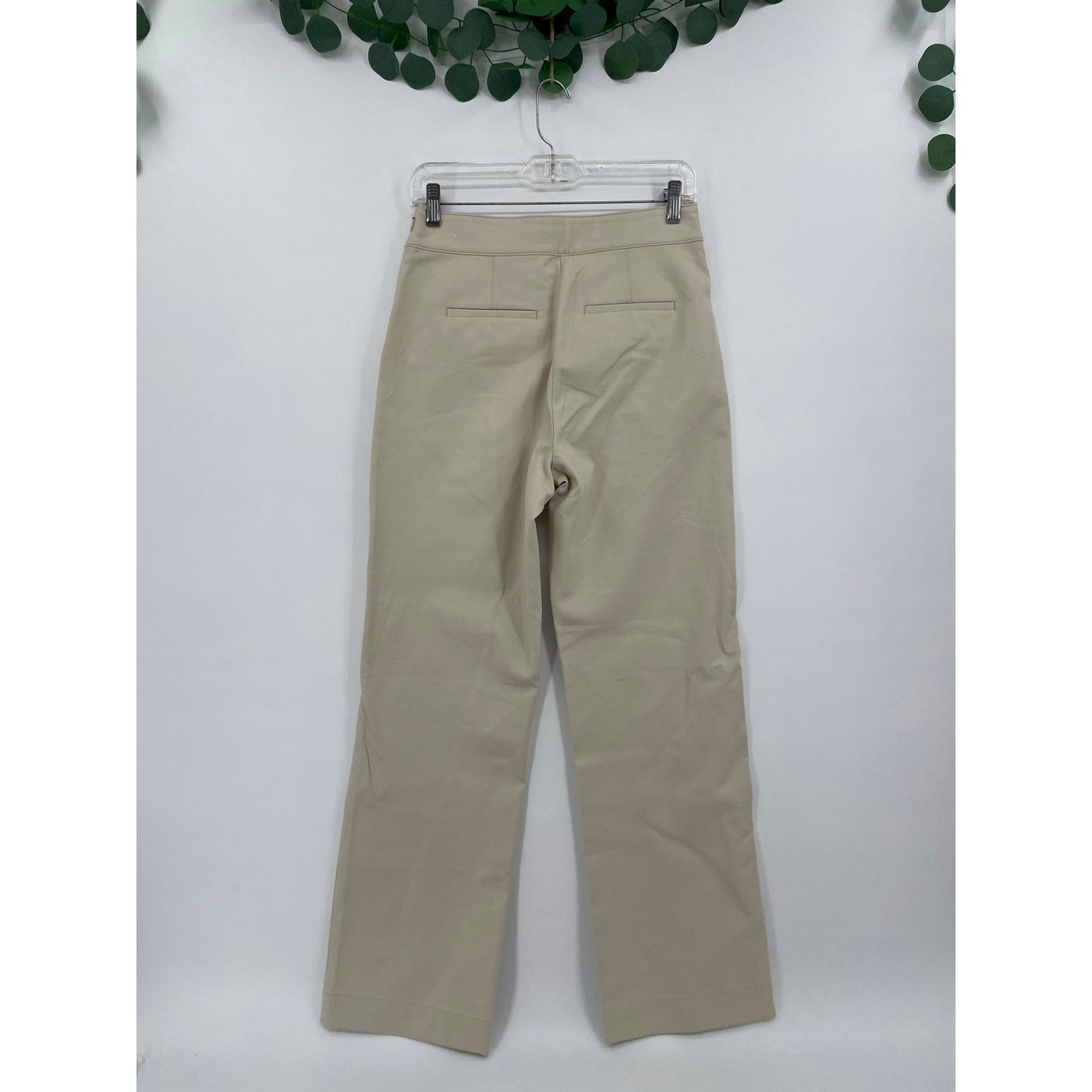 NWT Ann Taylor Cream High Rise Wide Leg Petite Trousers Gold Pocket Buttons 2P
