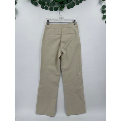 NWT Ann Taylor Cream High Rise Wide Leg Petite Trousers Gold Pocket Buttons 2P