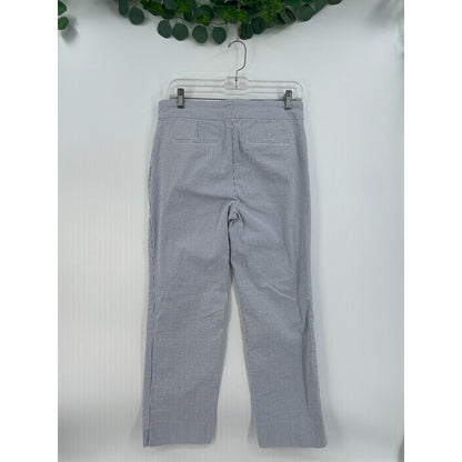 Hilary Radley Womans White Blue Stripe Ankle Pull On Pants Med