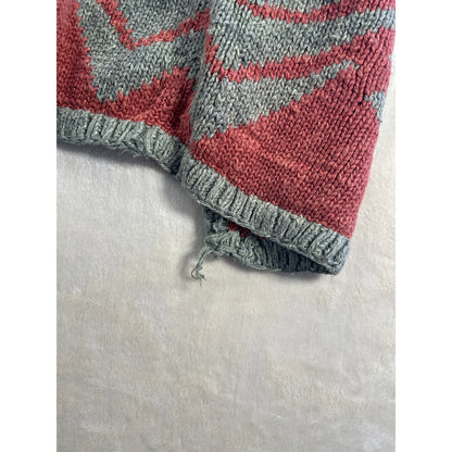 Vintage Exlcusive Hand Knit for Lauren Ralph Lauren Womans Western Aztec Open Knit Sarape Cardigan Sweater -M