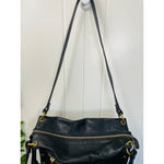 Fossil Black Leather Purse Double Straps Brass Studs