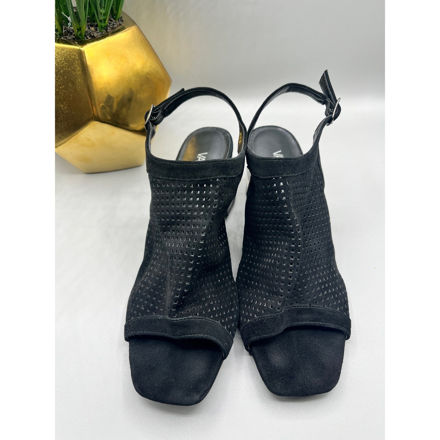 Black Vaneli Peep toe shoe with clear heel Size 8.5