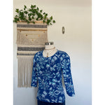 J. MCLAUGHLIN  XSMALL SIGNATURE BLOUSE 3/4 SLEEVE BLUE BOTANNICA