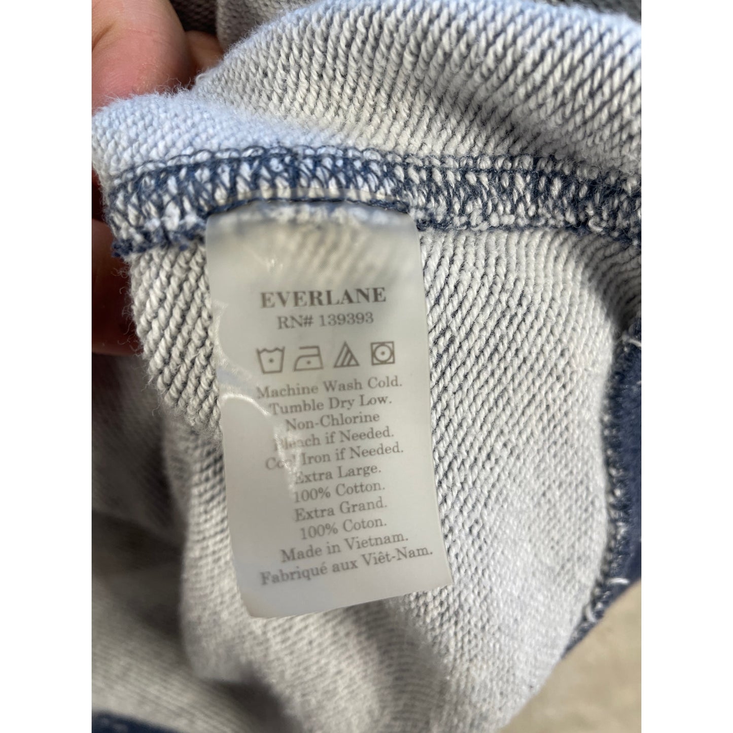 Everlane Mens Hooded Zip Up Heather Blue Sweater XL