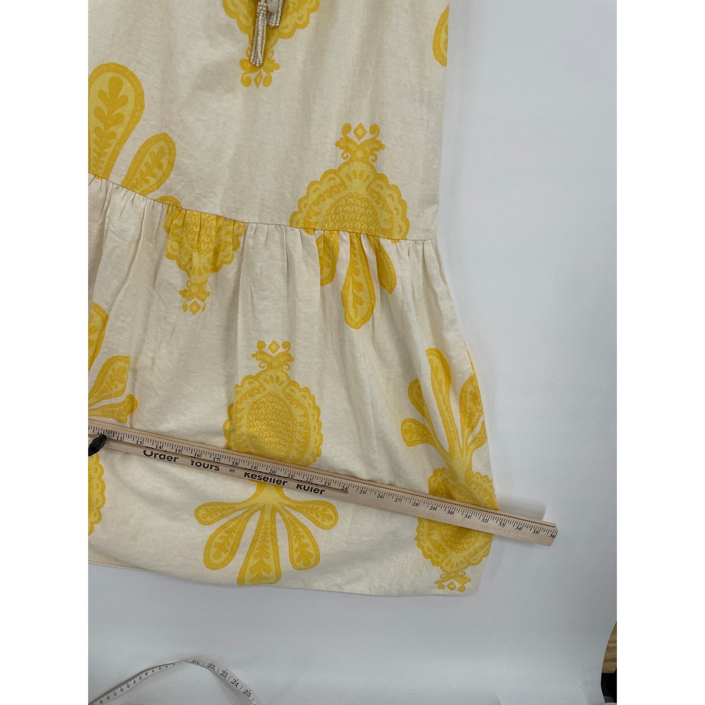 Cupcakes and Cashmere Yellow  Pineapple Linen Blend Top & Skirt Set Small