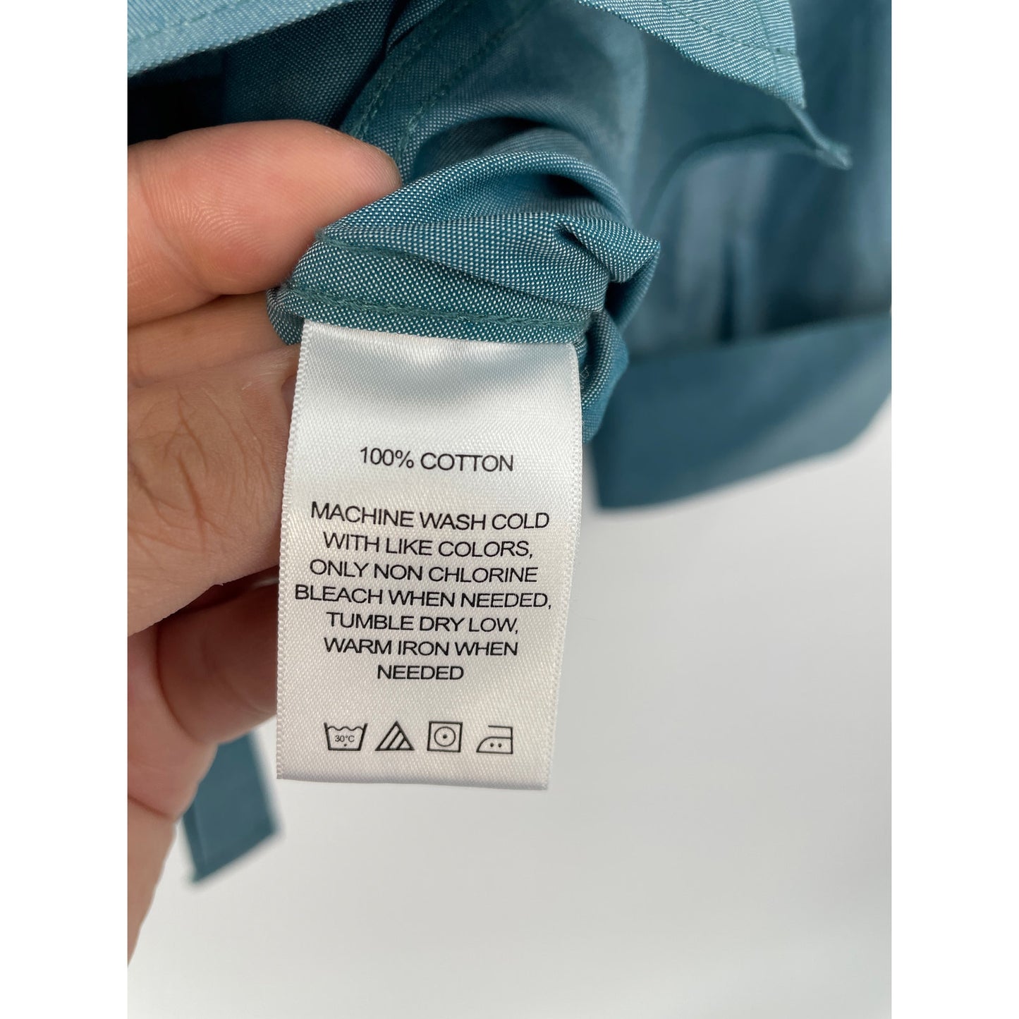 Foxcroft Blue Blouse Top Heritage No Iron Button Up 14P Fitted