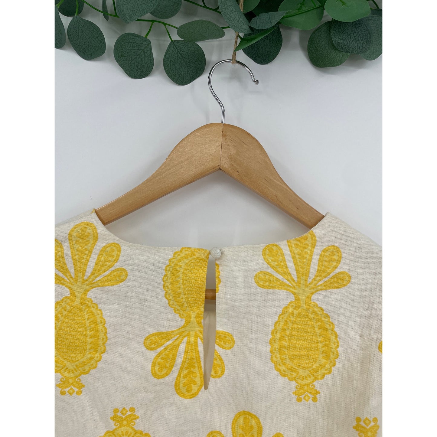 Cupcakes and Cashmere Yellow  Pineapple Linen Blend Top & Skirt Set Small