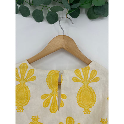 Cupcakes and Cashmere Yellow  Pineapple Linen Blend Top & Skirt Set Small