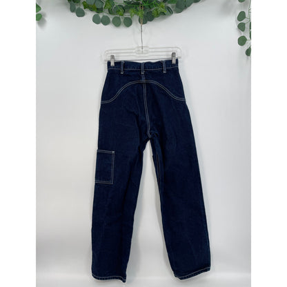 J.Galt Dark Denim Woman Carpenter Painters Jeans White Stitching Small