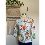 J. McLaughlin Nylon Spandex Signature Blouse 3/4 Sleeve BOTANNICA XS
