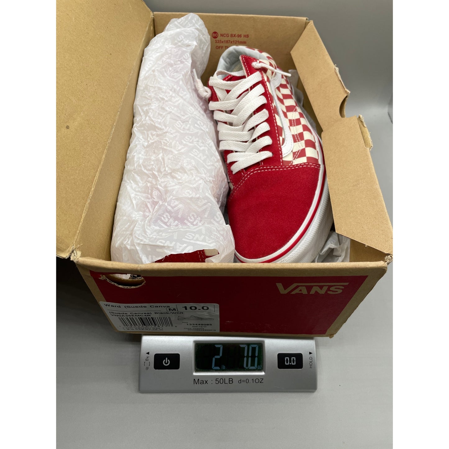 Vans Men’s Old  Skool OTW Suede Red & White Checkered Skater Sneakers  10