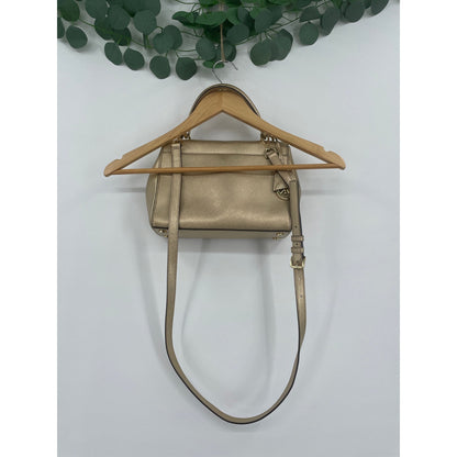 Michael Kors Metalic Gold Small Ava Satchel Crossbody Saffiano Leather Handbag