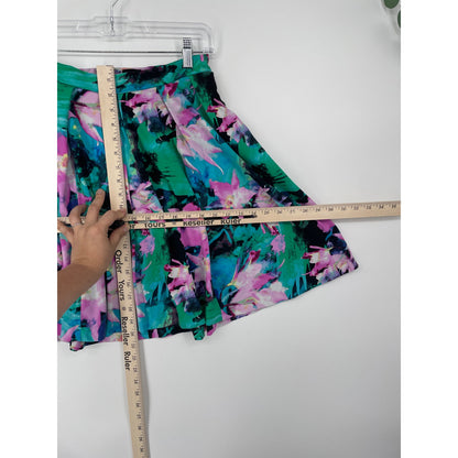 Cynthia Rowley Floral A Line Knee Length Pleated Spring Small Skirt