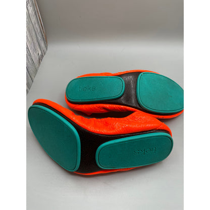Tieks by Gavrieli Neon Orange Leather Folding Ballet Womans Flats 10
