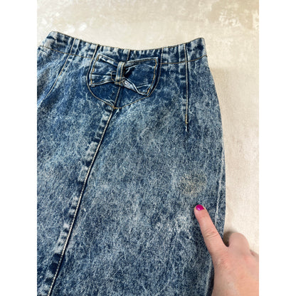80's Preppy Glam Acid Wash Style Vintage Denim Skirt Size 7