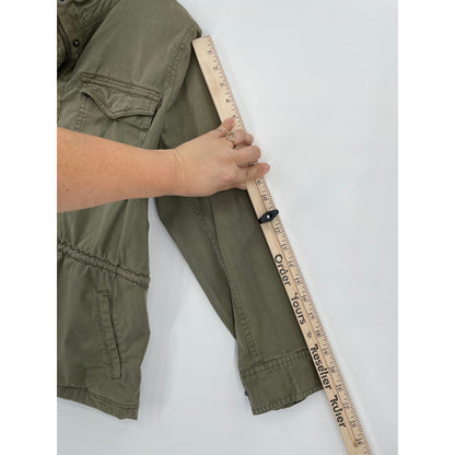 Style & CO Olive Green Cotton Utility Cargo Jacket Zipper Button  PXL