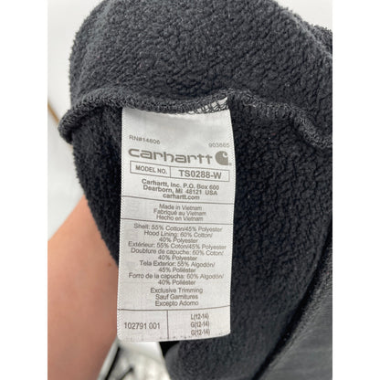 Carhartt Womens Clarksburg Sleeve Black Relaxed Fit Pullover Hoodie Large