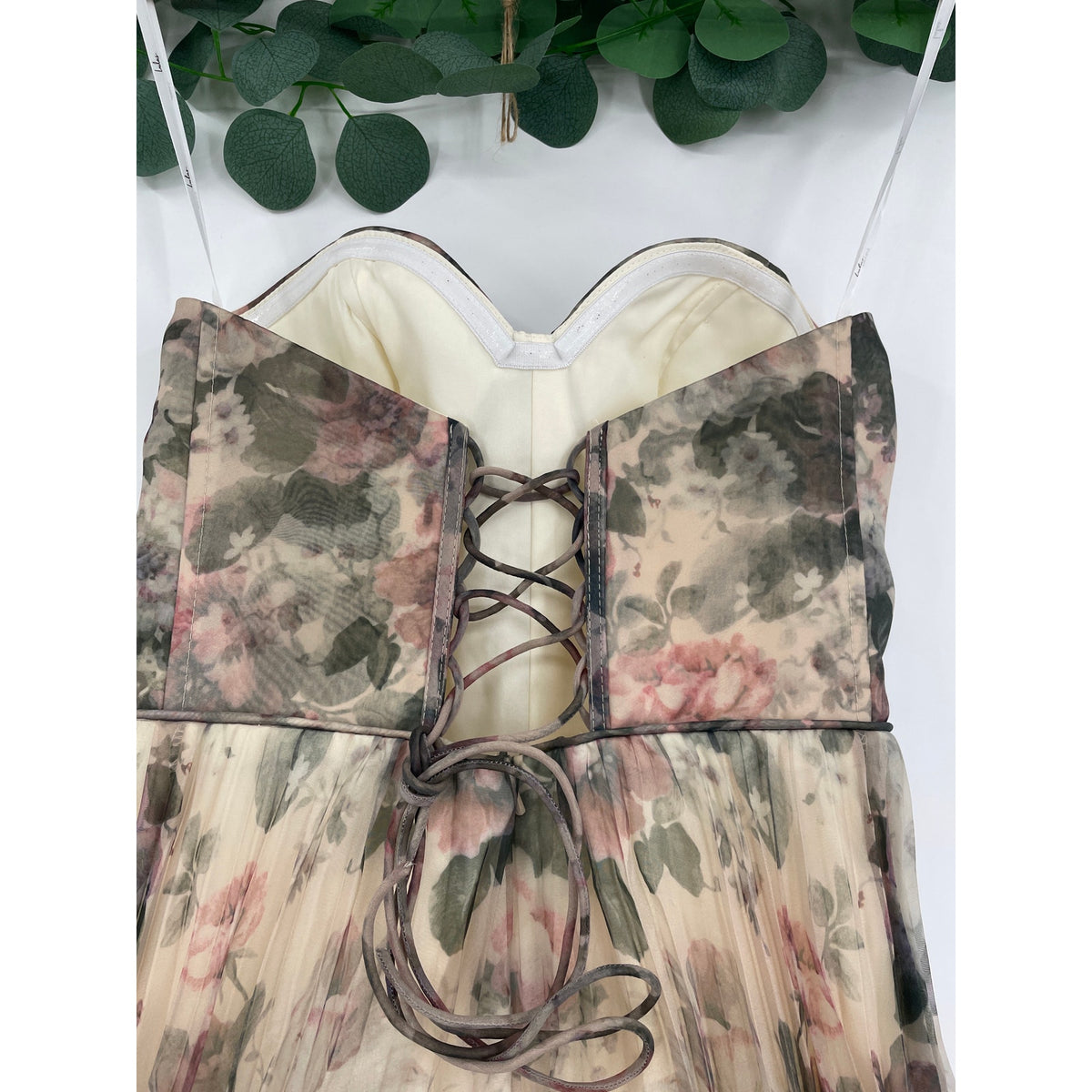 Lulus NWT Most Beautiful Day Multi Floral Print Organza Organza Maxi Gown Small