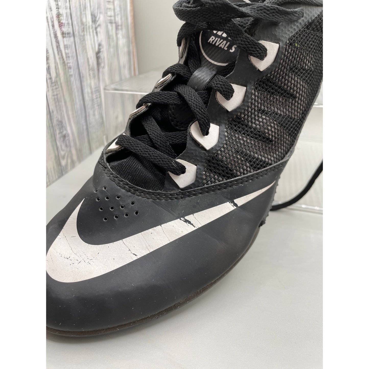 Nike Rival S Black Track Cleats Athletic Lace Up Shoes *No Spikes Men’s 11.5
