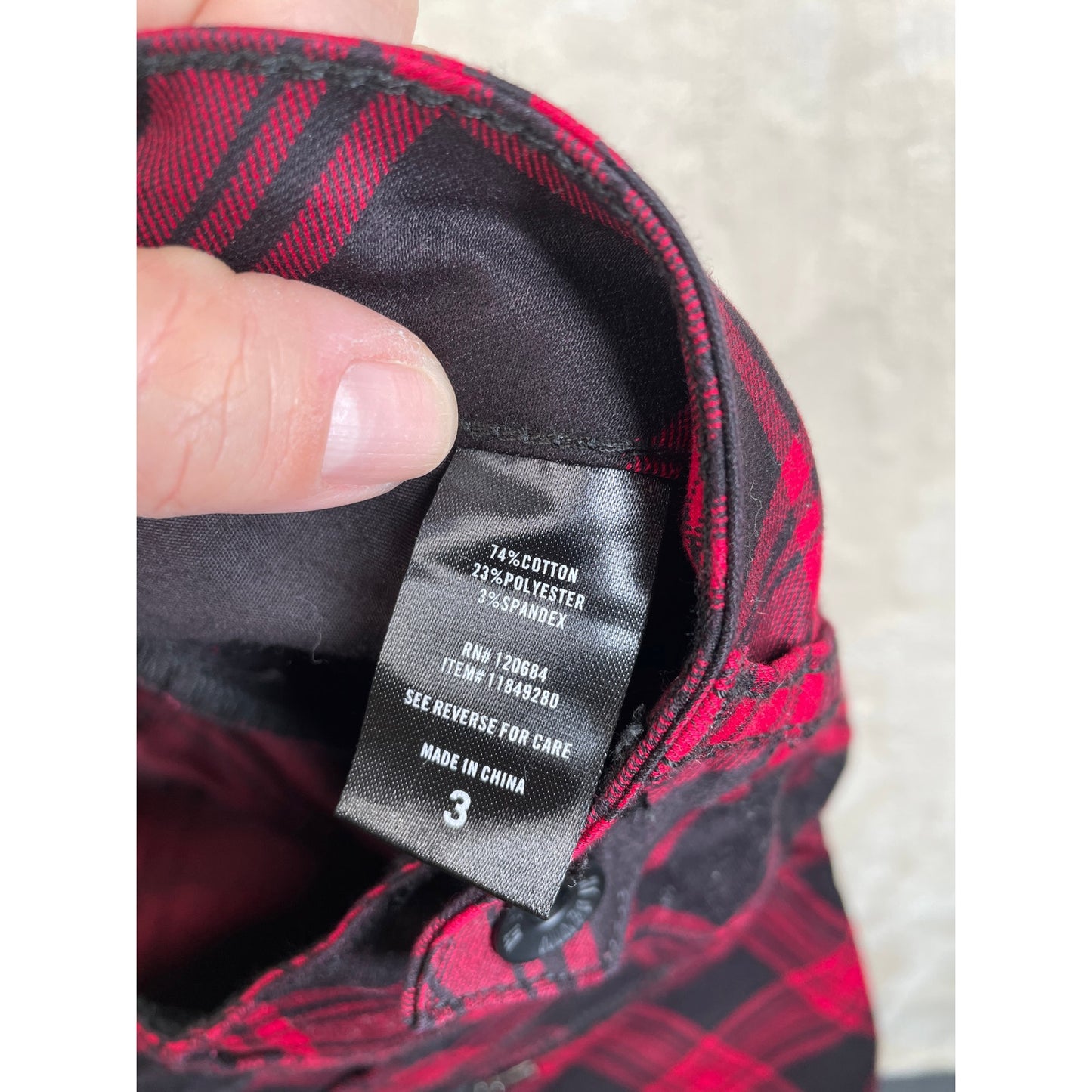Hot Topic NWT Denim Hi Rise Super Skinny Red & Black Plaid Goth Punk Womans Pants Size 3