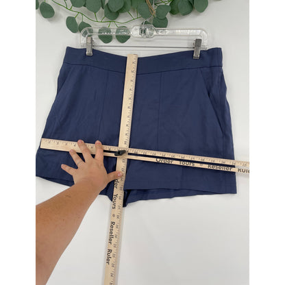NWT Nine West Mid Rise Navy Blue Dress Womans Straight Waist Shorts Size L