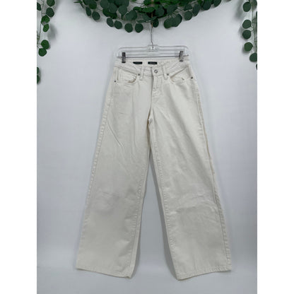 Wild Fable Off White Low Rise Baggy Wide Leg Zipper Denim Jeans Size 4/R